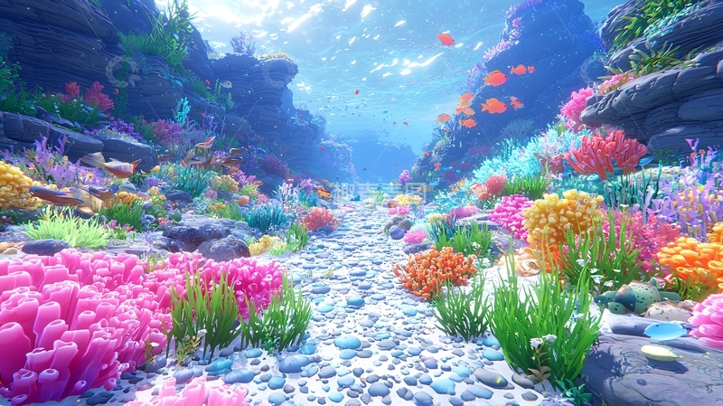 高清大图下载【趣麦麦图】梦幻海底珊瑚礁景观