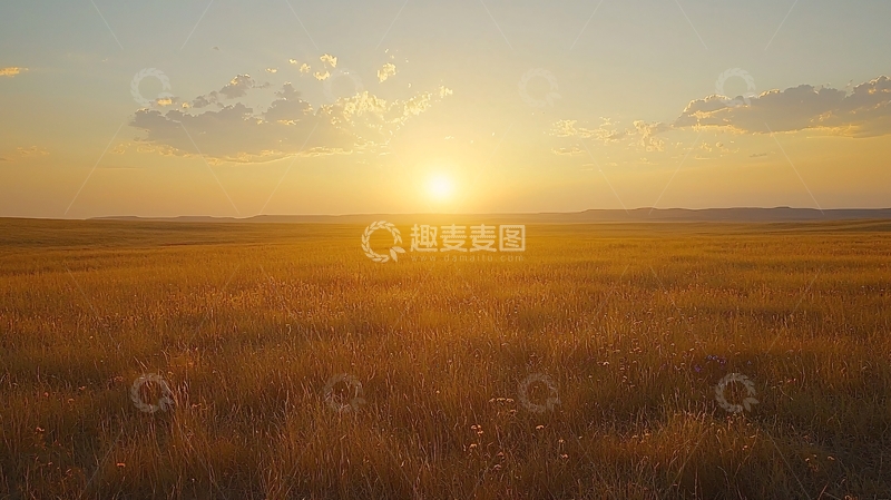 高清大图下载【趣麦麦图】日落草原