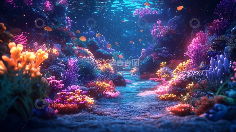高清大图下载【趣麦麦图】梦幻海底珊瑚礁景观