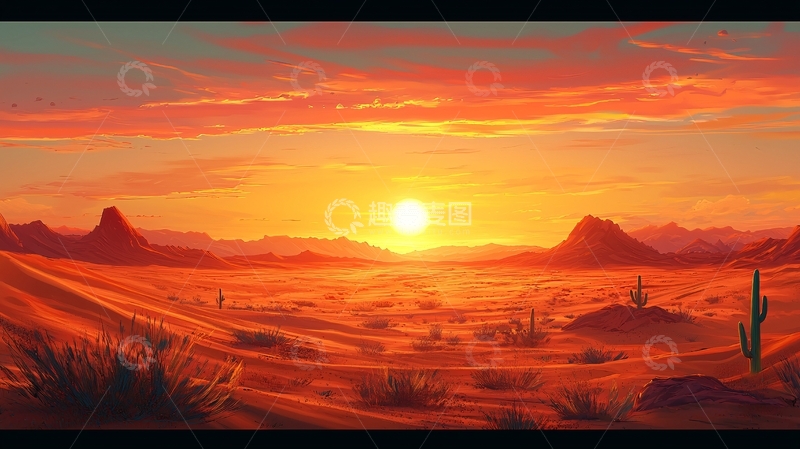 高清大图下载【趣麦麦图】沙漠日落