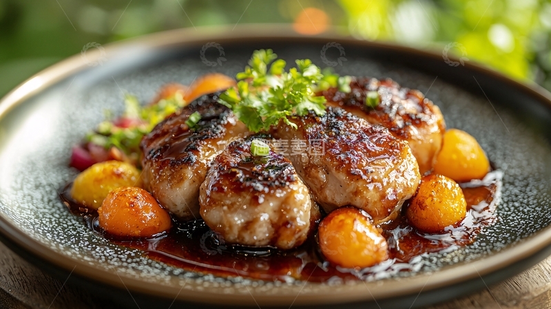 高清大图下载【趣麦麦图】烤鹅肝配蜜饯番茄