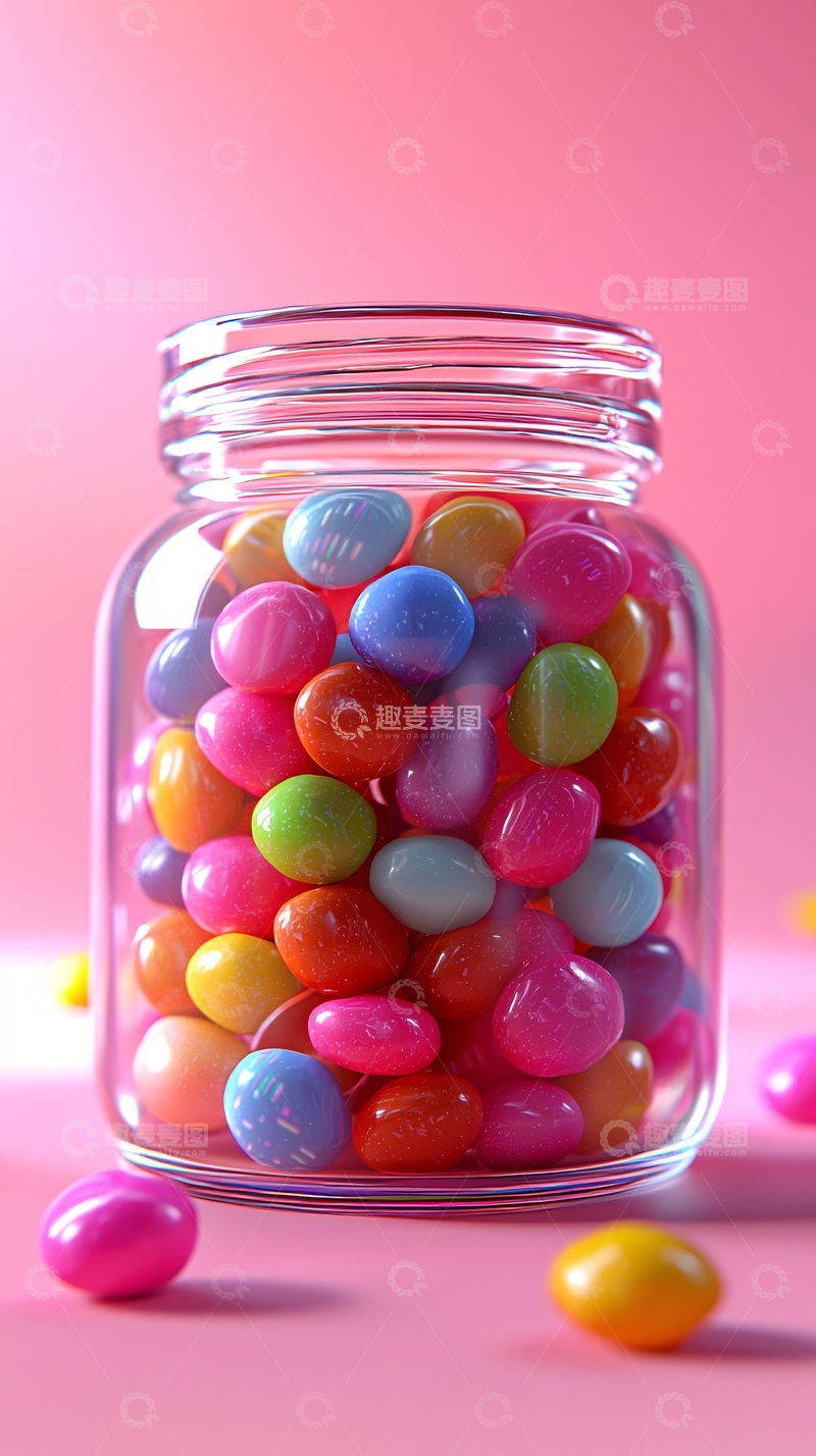 高清大图下载【趣麦麦图】-彩色糖果玻璃罐
