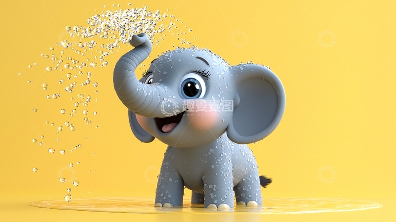 高清大图下载【趣麦麦图】可爱小象戏水
