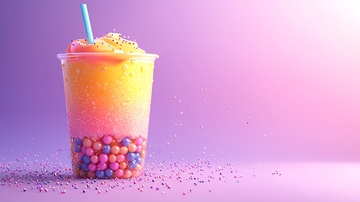 彩虹渐变水果冰沙