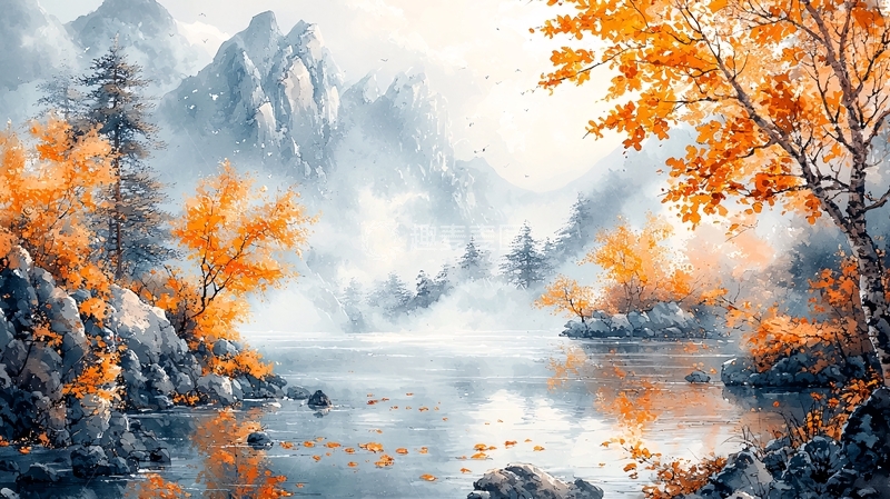 高清大图下载【趣麦麦图】秋日湖光山色