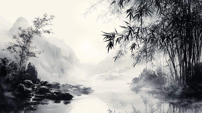 高清大图下载【趣麦麦图】水墨山水画1003