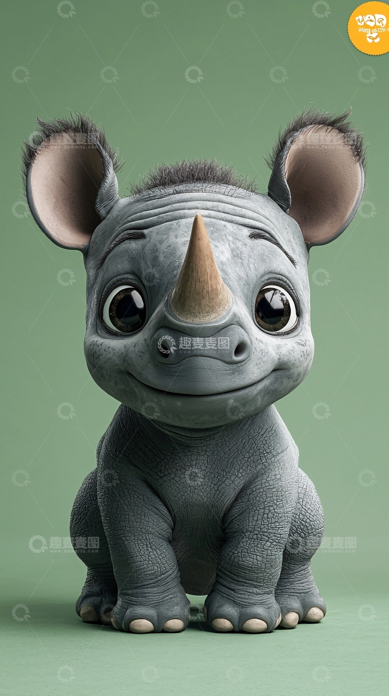 高清大图下载【趣麦麦图】卡通小犀牛