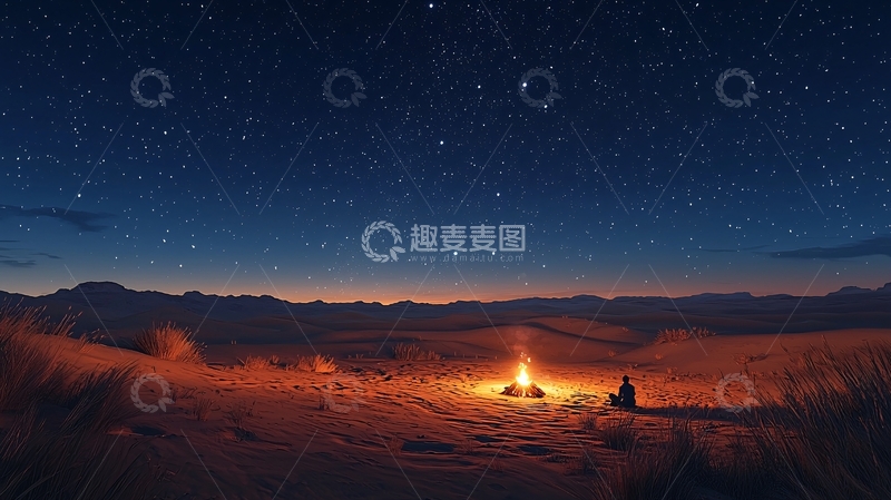 高清大图下载【趣麦麦图】星空篝火