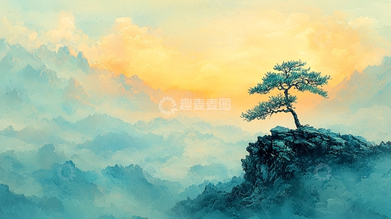 高清大图下载【趣麦麦图】云海孤松