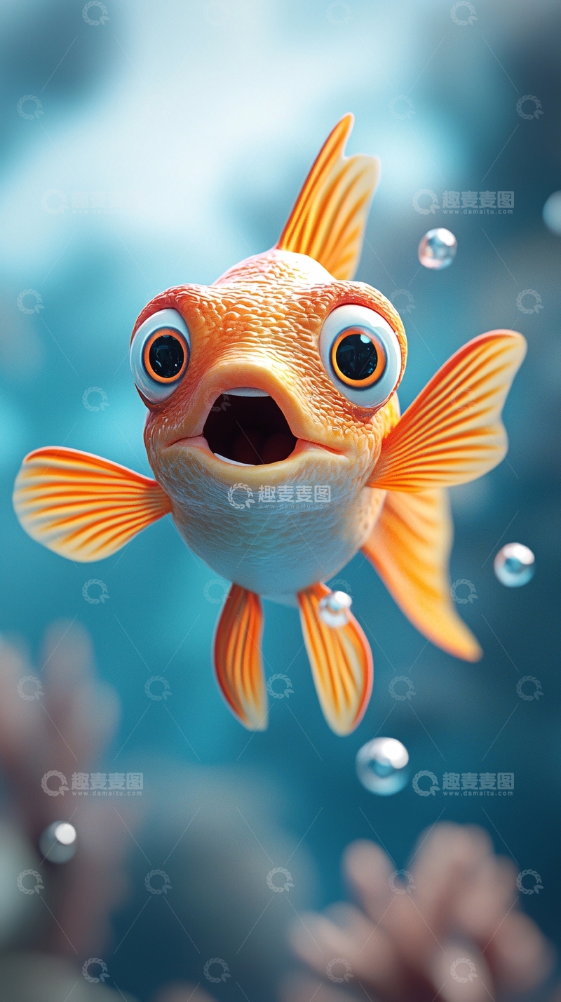 高清大图下载【趣麦麦图】可爱卡通金鱼