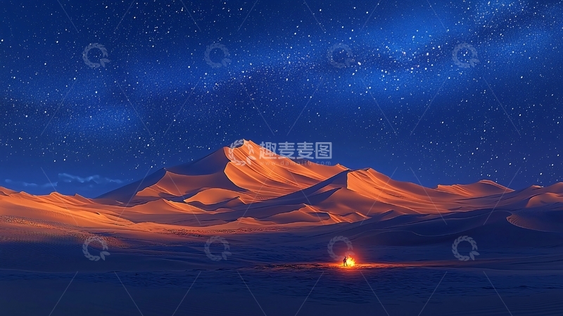 高清大图下载【趣麦麦图】星空下的雪山