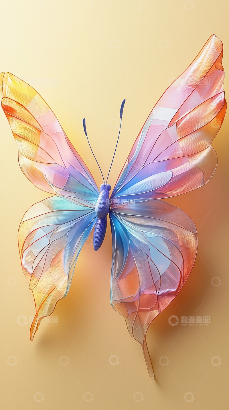 高清大图下载【趣麦麦图】彩色透明蝴蝶