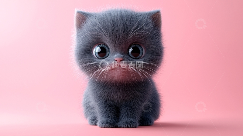 高清大图下载【趣麦麦图】粉红色背景下的小猫