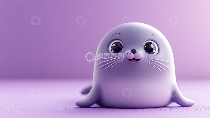 高清大图下载【趣麦麦图】卡通紫粉色海豹