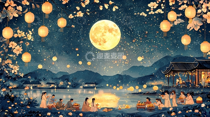 高清大图下载【趣麦麦图】中秋节唯美意境图