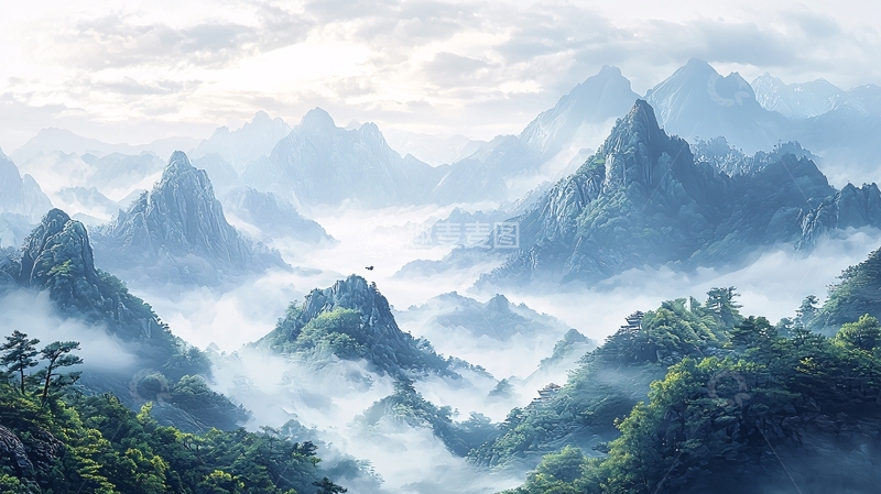 高清大图下载【趣麦麦图】仙境般雾气缭绕的山峰