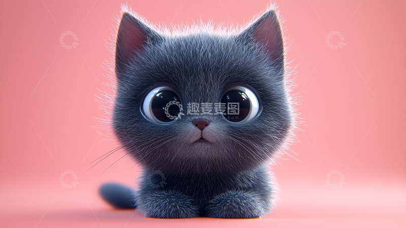 高清大图下载【趣麦麦图】超萌大眼小灰猫