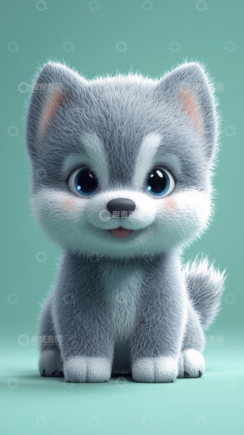 高清大图下载【趣麦麦图】可爱卡通哈士奇幼犬