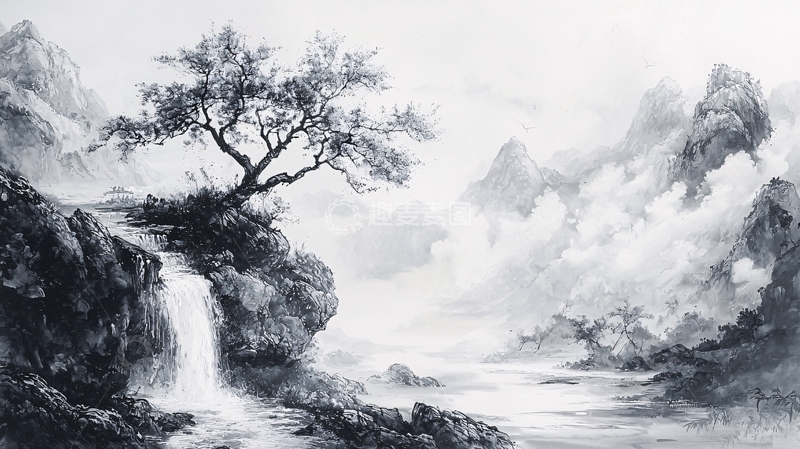 高清大图下载【趣麦麦图】水墨画山水