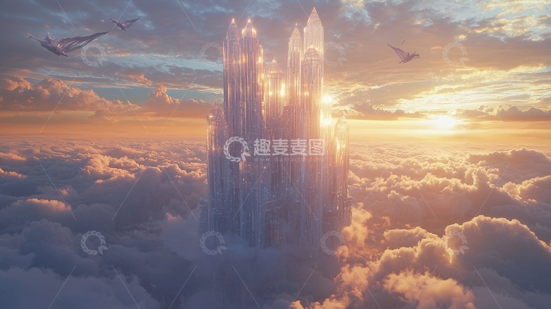 高清大图下载【趣麦麦图】云端水晶塔