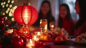 红灯笼温馨家庭晚餐
