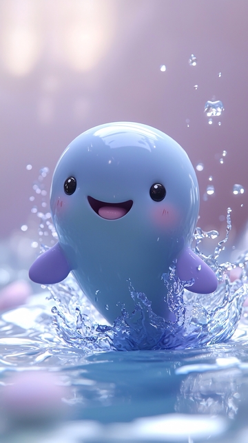 可爱小鲸鱼跃出水面