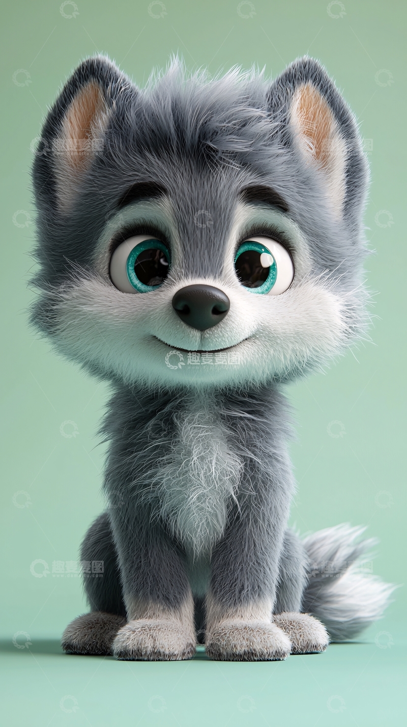 高清大图下载【趣麦麦图】可爱卡通小灰狼
