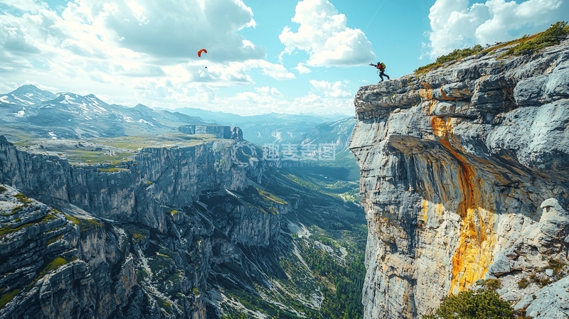 高清大图下载【趣麦麦图】悬崖边上的极限运动
