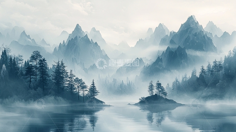 高清大图下载【趣麦麦图】水墨山水画1009