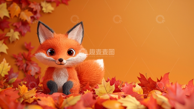 高清大图下载【趣麦麦图】秋天小狐狸