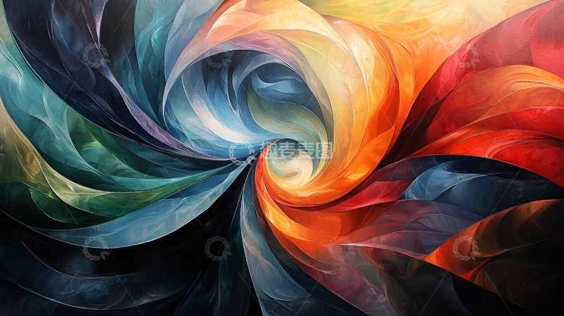 高清大图下载【趣麦麦图】抽象漩涡彩色画布