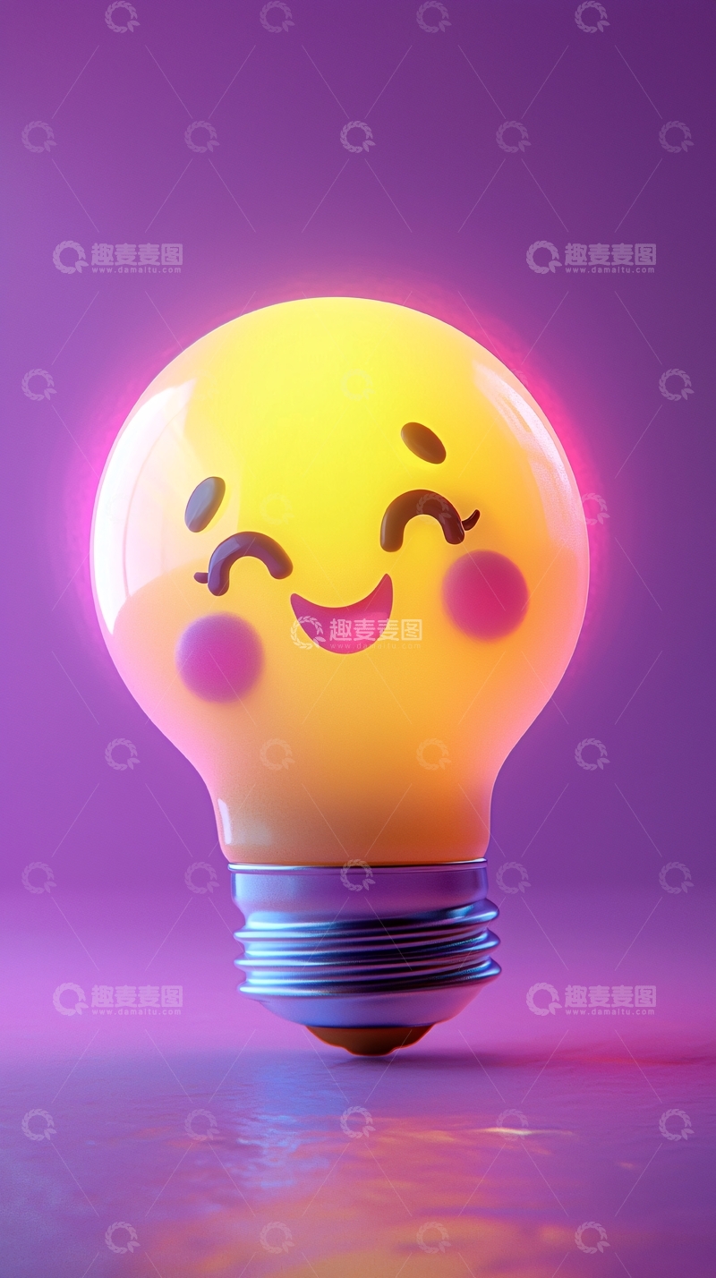 高清大图下载【趣麦麦图】可爱卡通发光灯泡