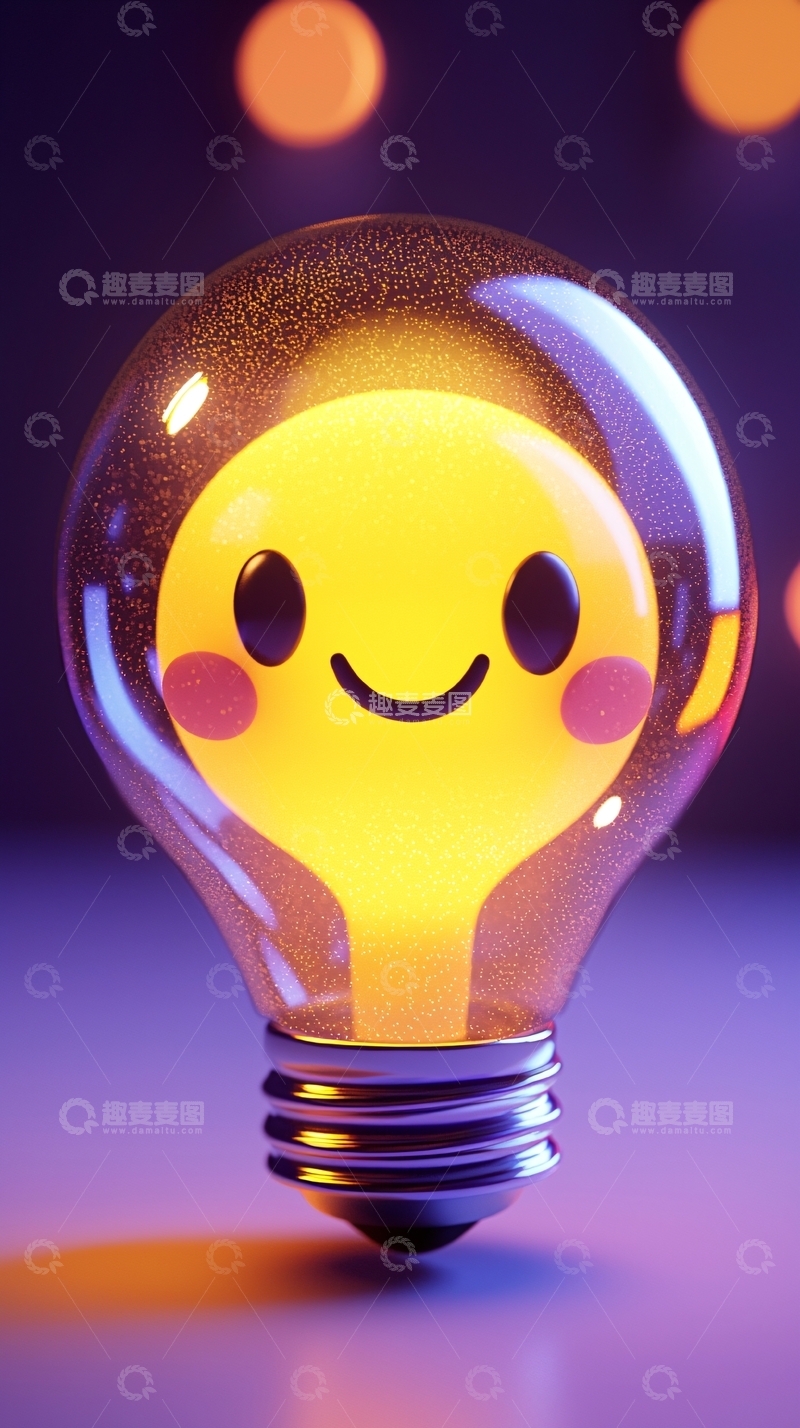 高清大图下载【趣麦麦图】光亮笑脸灯泡