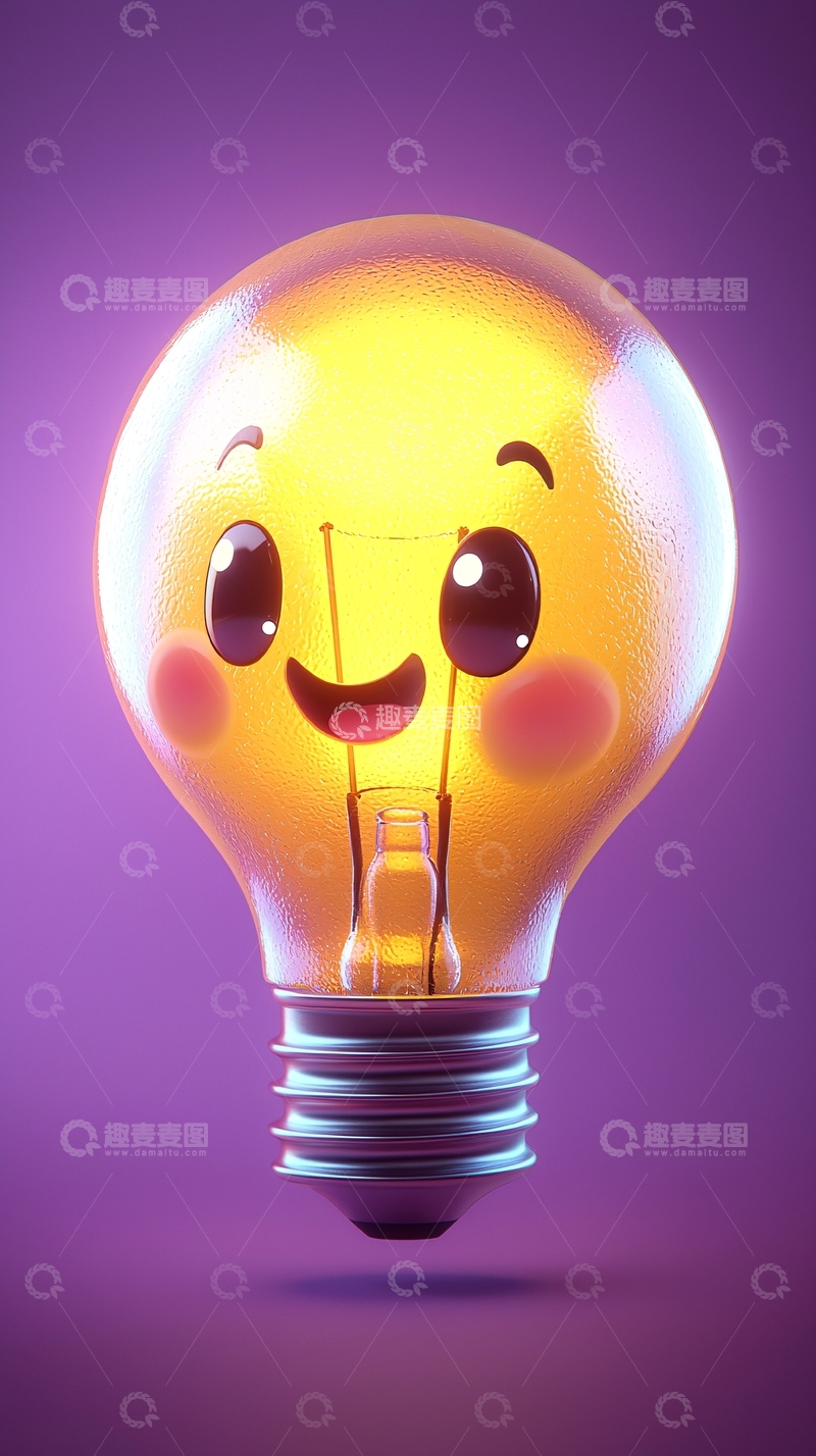 高清大图下载【趣麦麦图】可爱卡通发光灯泡