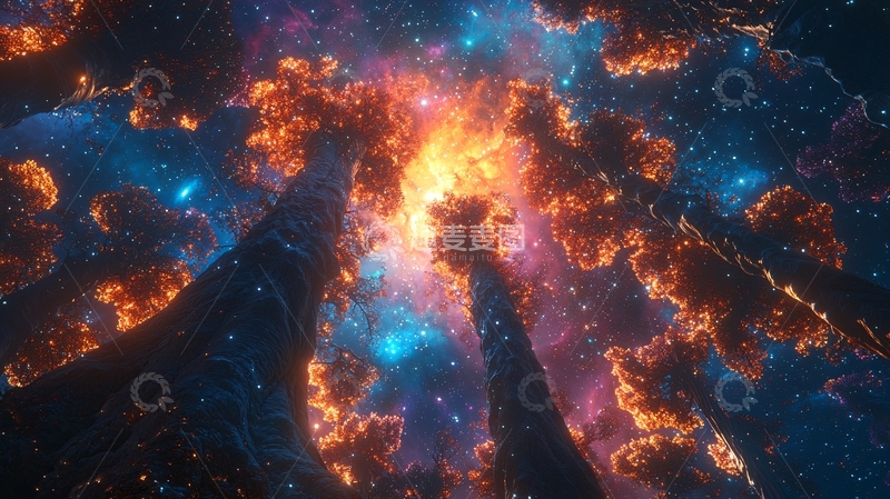 高清大图下载【趣麦麦图】燃烧的宇宙森林