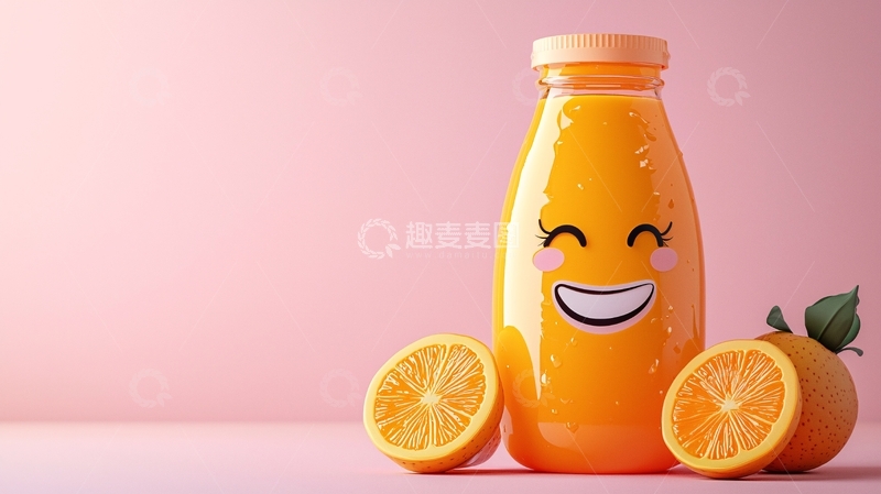 高清大图下载【趣麦麦图】卡通橙汁瓶