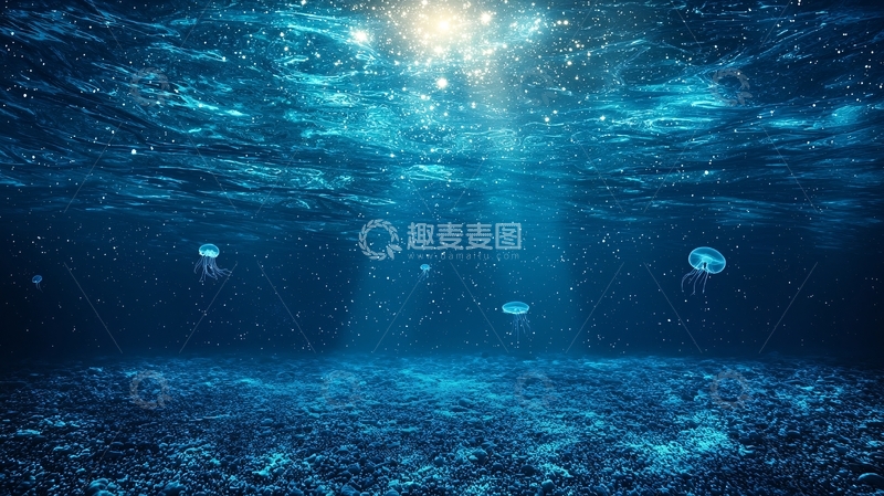 高清大图下载【趣麦麦图】深海阳光透过水面