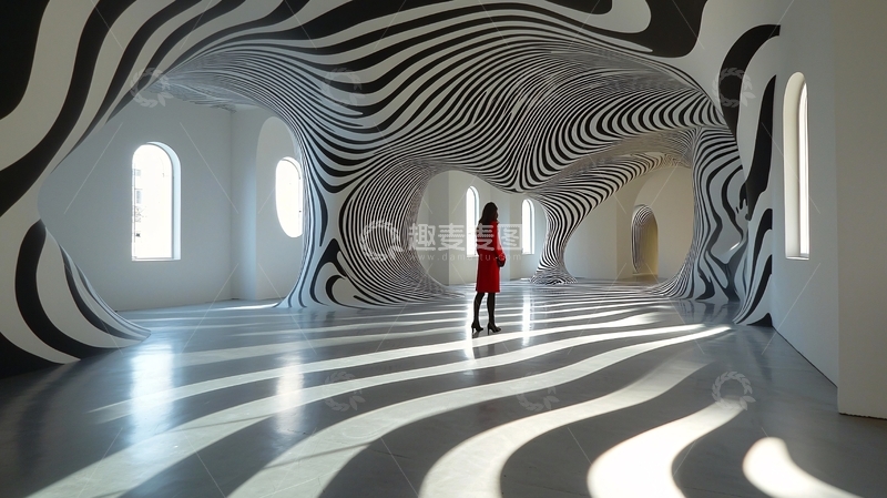 高清大图下载【趣麦麦图】黑白条纹空间