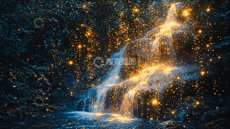高清大图下载【趣麦麦图】梦幻般闪耀的瀑布