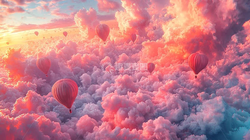 高清大图下载【趣麦麦图】粉色棉花糖天空