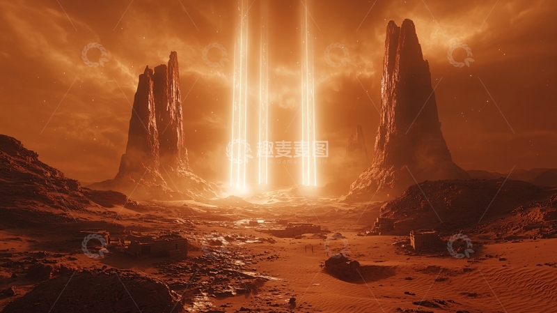 高清大图下载【趣麦麦图】奇幻世界光柱峡谷