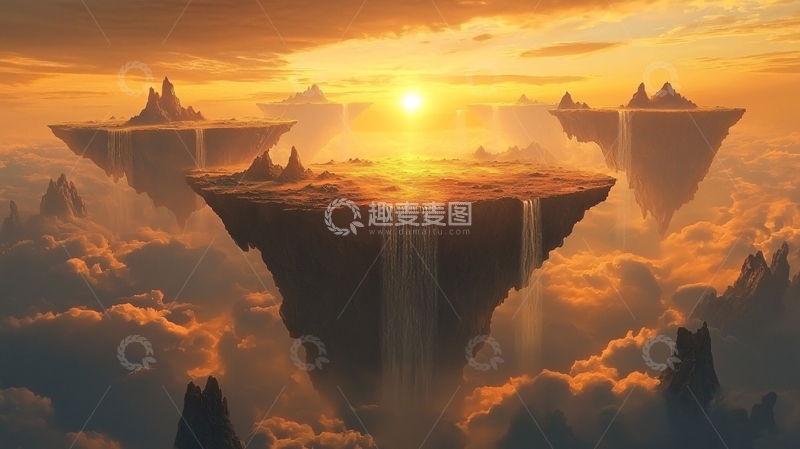 高清大图下载【趣麦麦图】云端岛屿