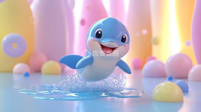 高清大图下载【趣麦麦图】卡通可爱小海豚