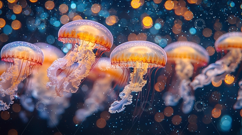 高清大图下载【趣麦麦图】水中舞动的彩色水母