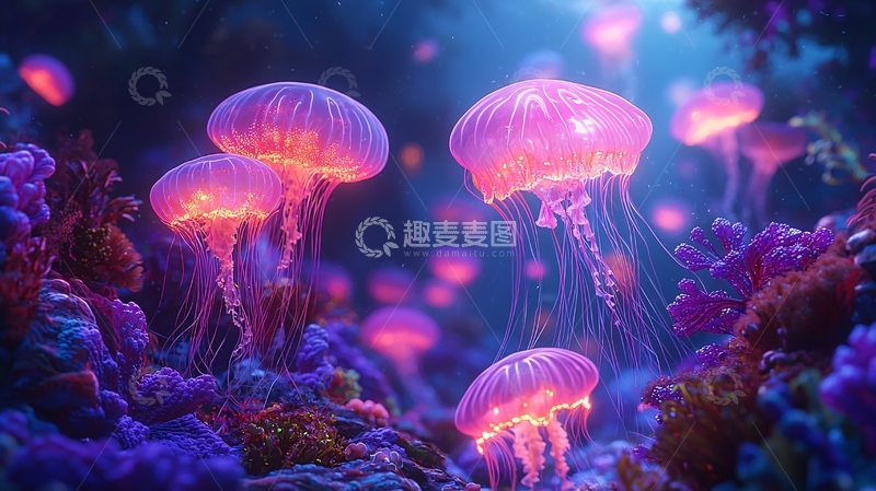 高清大图下载【趣麦麦图】梦幻水母群