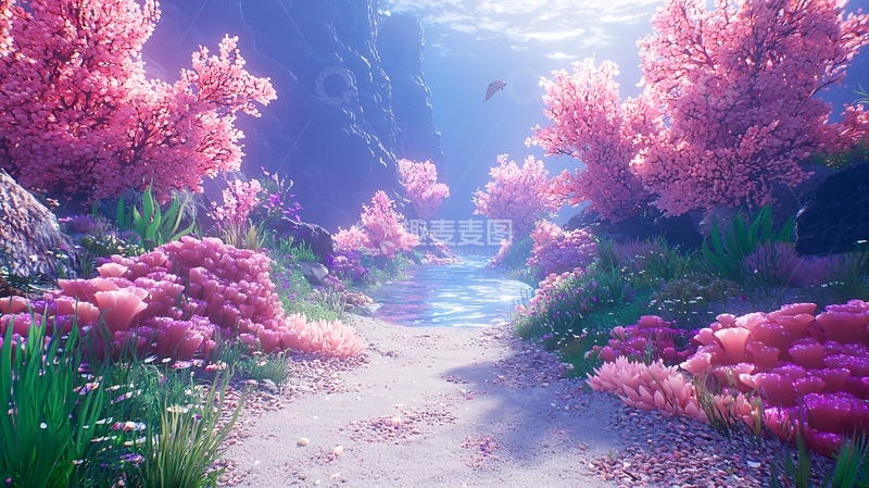高清大图下载【趣麦麦图】梦幻粉色珊瑚海底世界