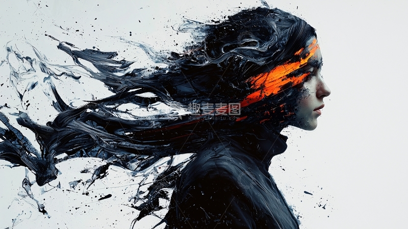 高清大图下载【趣麦麦图】抽象女性侧脸