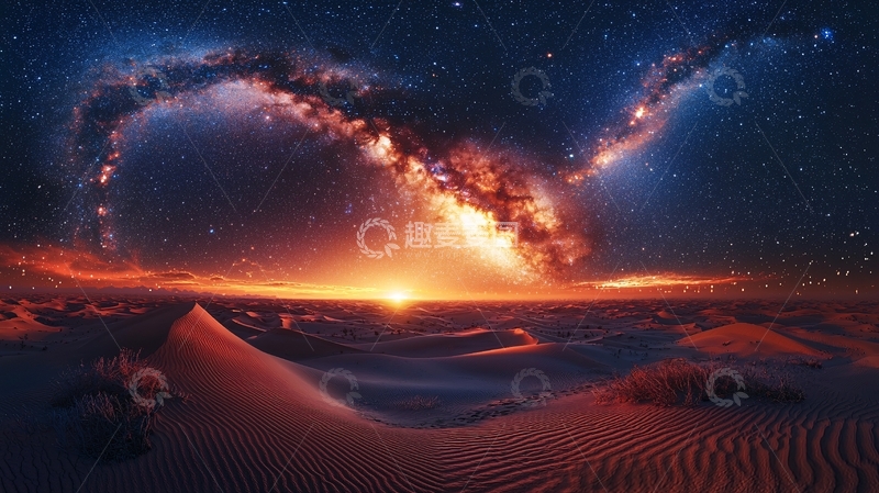 高清大图下载【趣麦麦图】沙漠日出星河