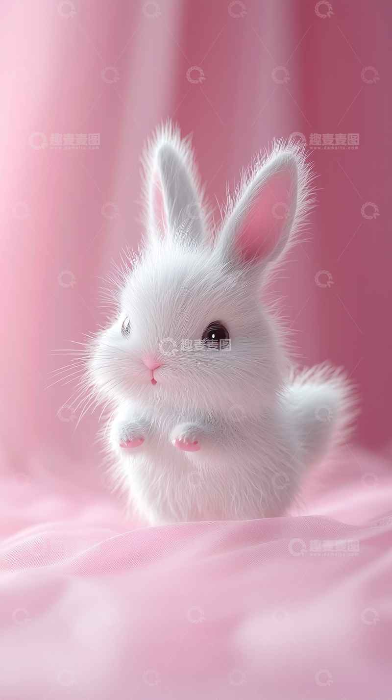 高清大图下载【趣麦麦图】粉嫩可爱的小白兔