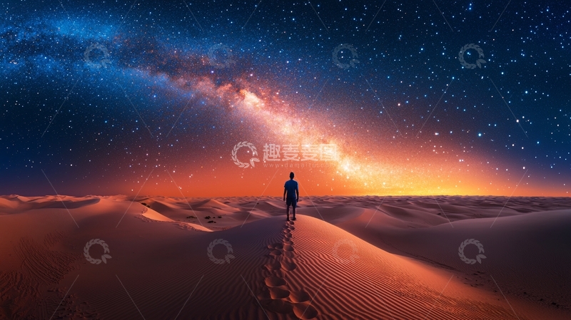 高清大图下载【趣麦麦图】沙漠星空